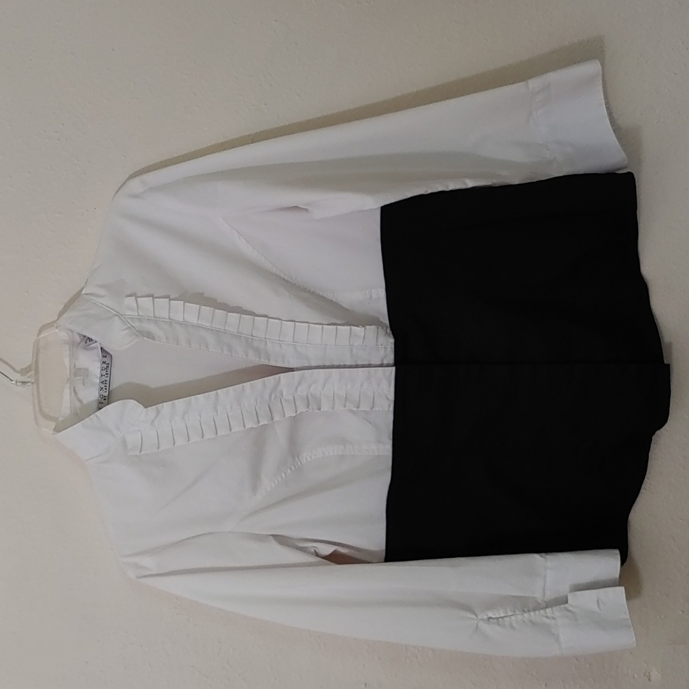Signature by Larry Levine Women's Size Medium Color Block V-Neck Buttondown